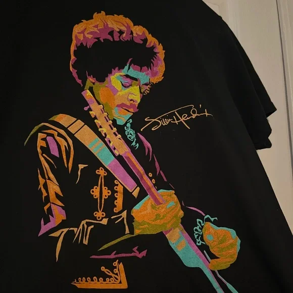 Jimi Hendrix Tee Shirt womens Size M Black/Neon Vintage EUC Host Pick 9/20/23 - Picture 4 of 5